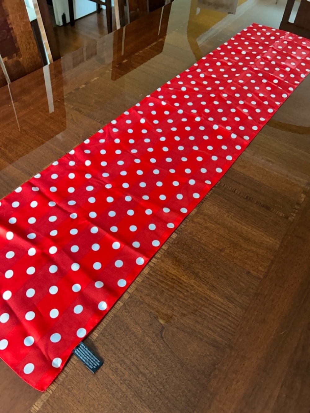 Red and White Polka Dot Scarf Korean 13“ x 57“ - Picture 5 of 9